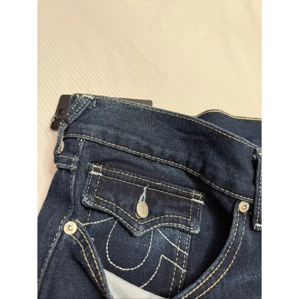 NWT True Religion Men’s Dark Oak Wash Ricky Straight Denim Jeans Size 38 X 34